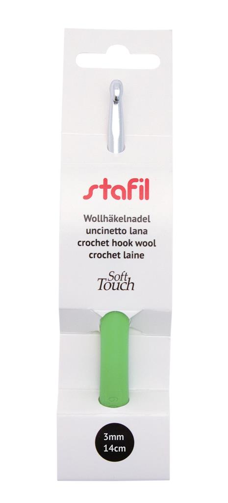 Wollhäkelnadeln Aluminium mit weichem Silikon-Griff 14cm 1 Stück