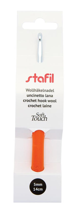 Wollhäkelnadeln Aluminium mit weichem Silikon-Griff 14cm 1 Stück