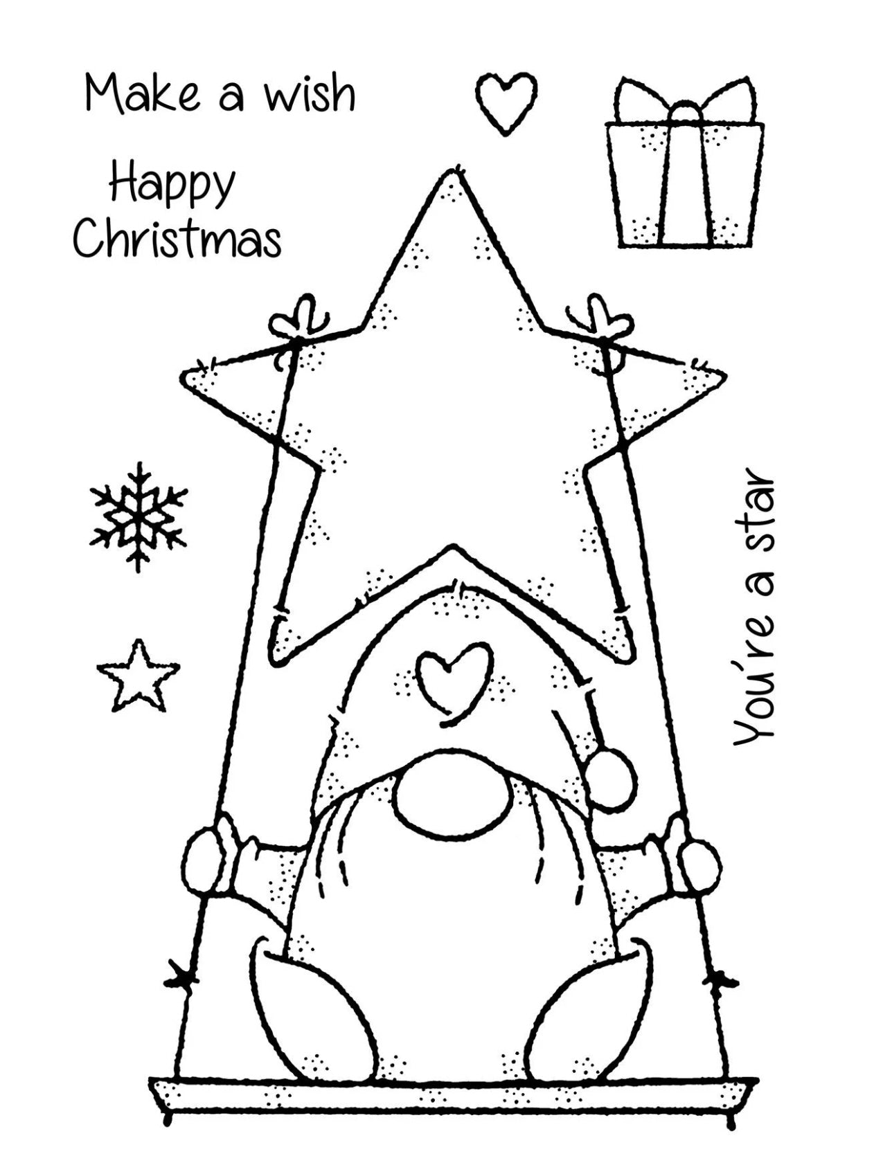 Holzdekor, Silikonstempel, Sterngnom, 13,5 x 10 x 0,3 cm