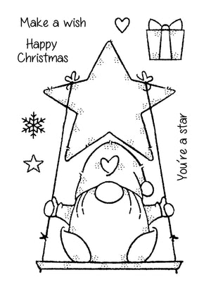 Holzdekor, Silikonstempel, Sterngnom, 13,5 x 10 x 0,3 cm