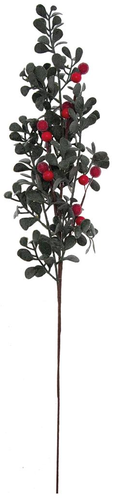 Zweig mit roten Beeren und Glitter 53cm