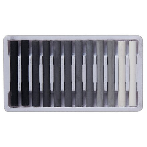 Zeichenkohle Stäbchen Grautöne sortiert Set 12 Stück