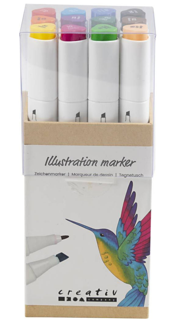 Zeichenmarker auf Alkoholbasis Strichstärke 1mm-8mm 12 Stück/ Packung