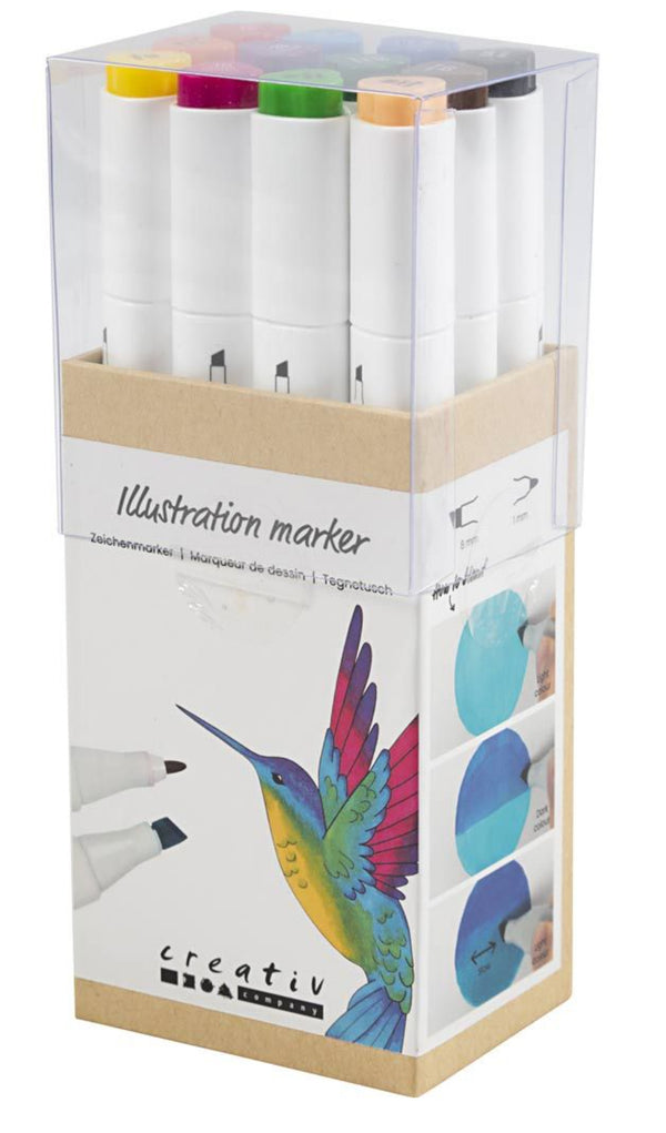 Zeichenmarker auf Alkoholbasis Strichstärke 1mm-8mm 12 Stück/ Packung