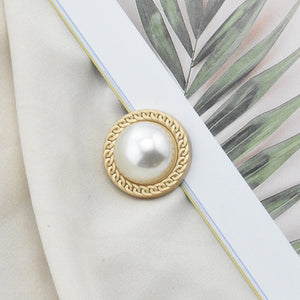 Zierknopf gold mit weißer Perle 20mm mit Öse 1 Stück