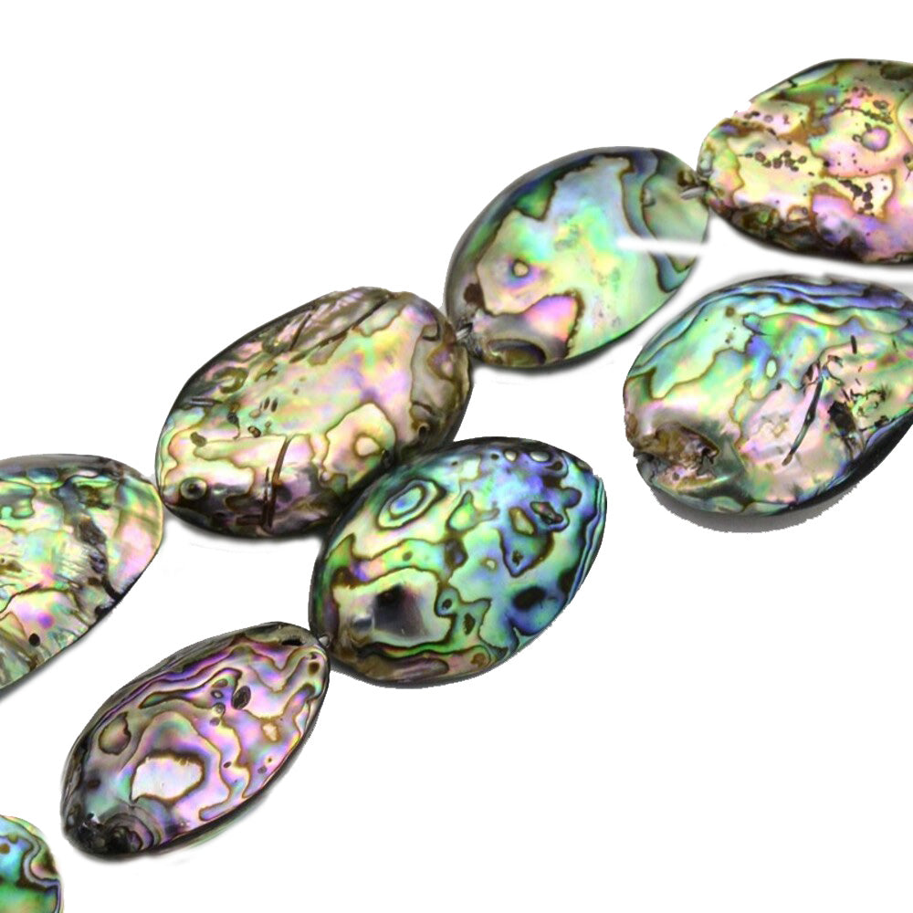 Abalone Muschelperle oval groß bunt schillernd