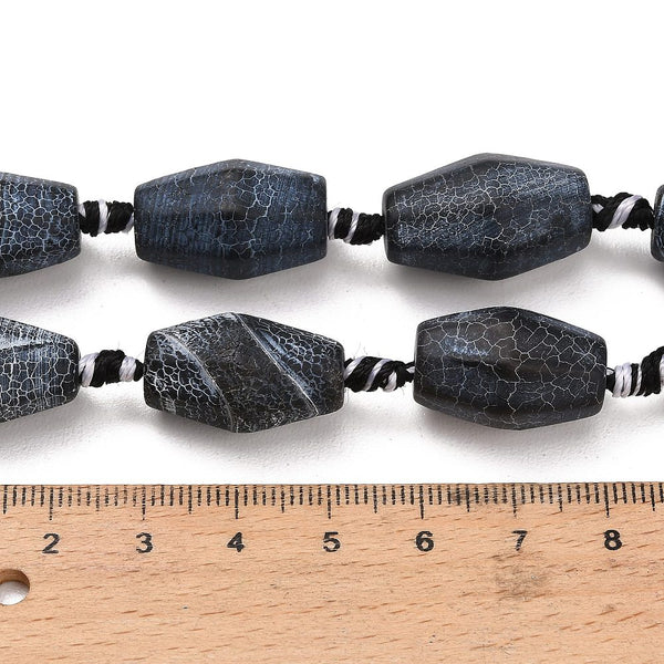 Achat-Edelsteinperle Bicone facettiert midnight blue 22x13mm 1 Stück