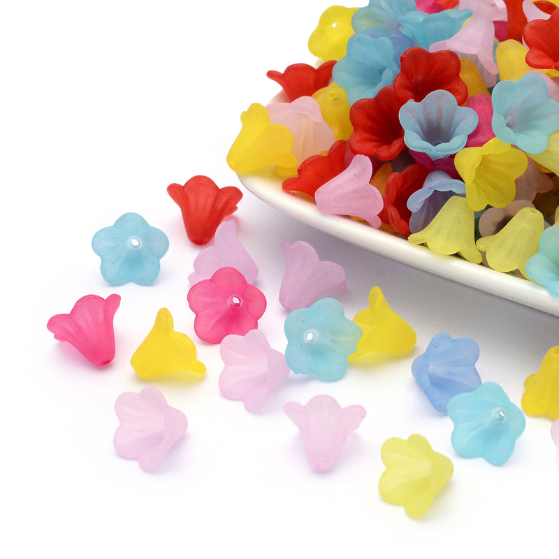 Blumenperlen Acrylblüten Mix 10mm 60 Stück/Packung