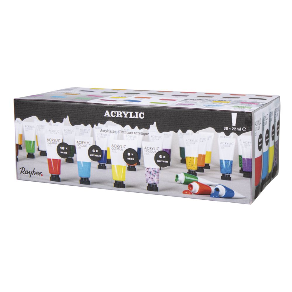 Acrylfarben Künstler Set 36 Farben x 22ml Set bunt