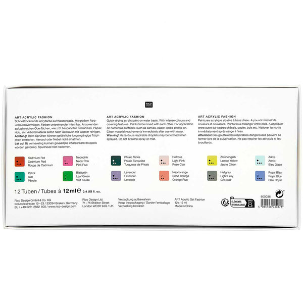 ART Acrylfarben Set Fashion 12x12ml Tuben