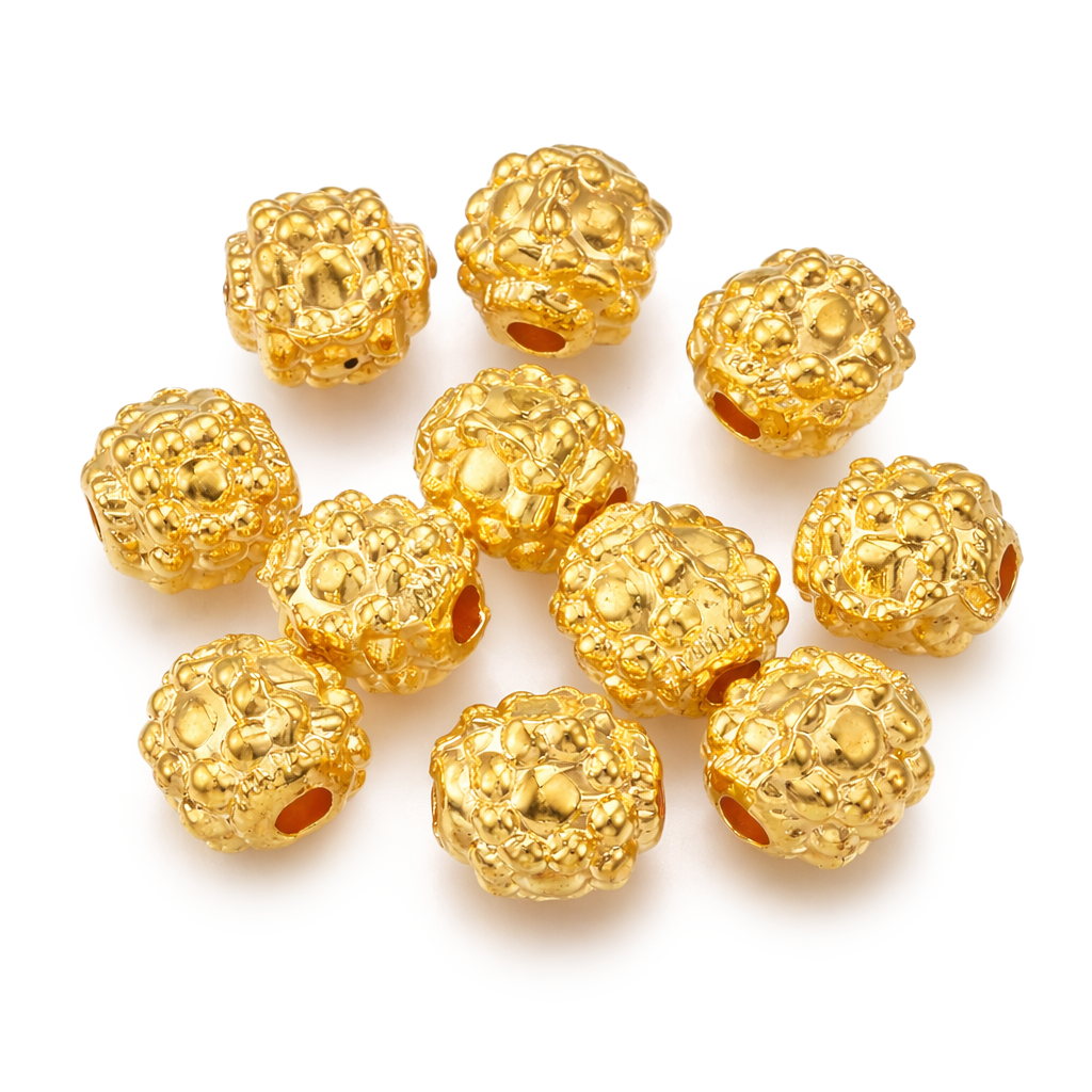 Acrylperle gold mit Relief 8mm 24 Stück