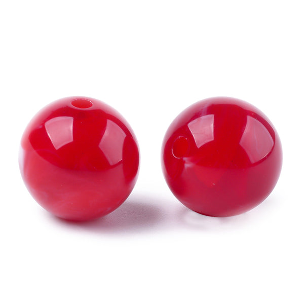 Acrylperlen rot wolkig, 14mm, 22Stk./Packung