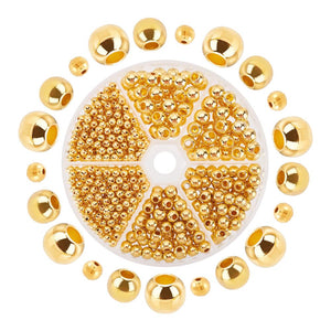 Acrylperlen-Set gold rund 570 Stück