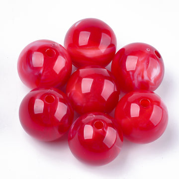 Acrylperlen rot wolkig, 14mm, 22Stk./Packung
