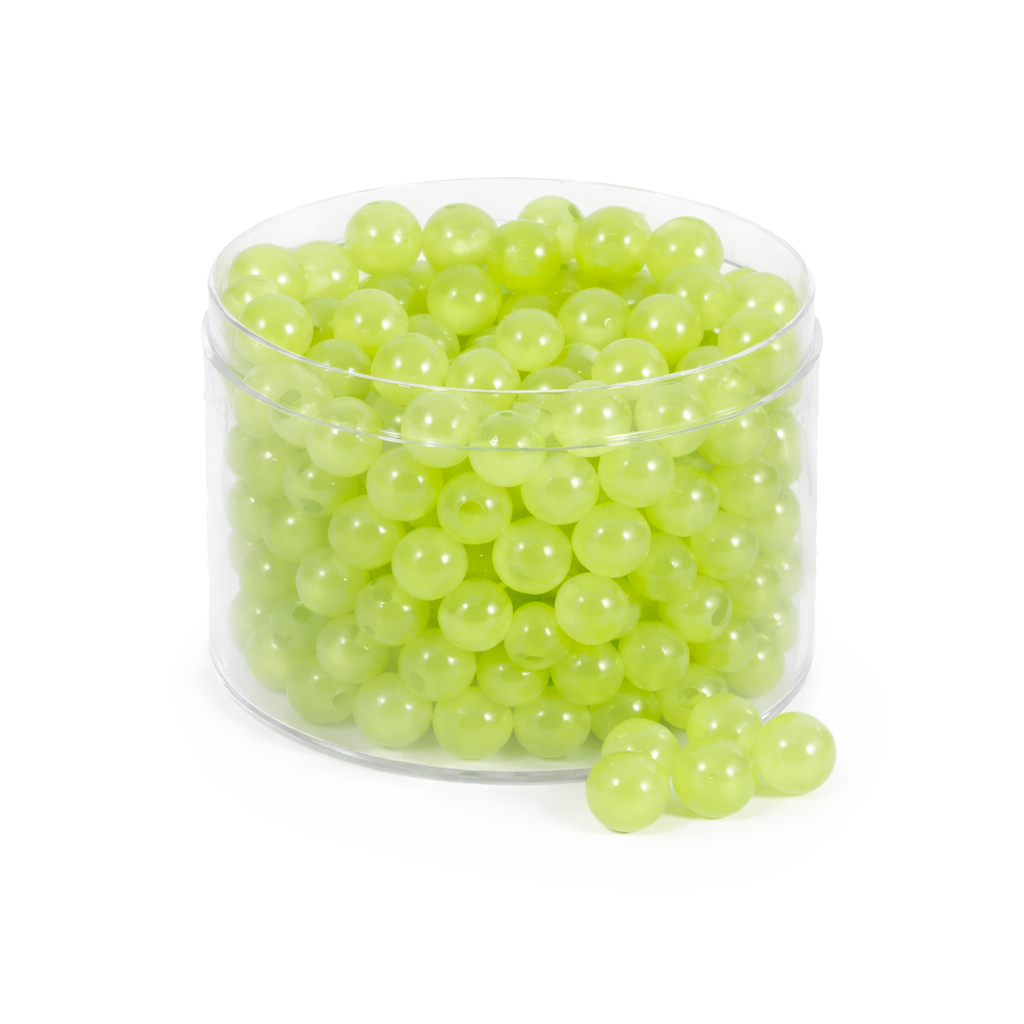 Acrylperlen- Im Dunklen leuchtend grüngelb halbtransparent 8mm 50g