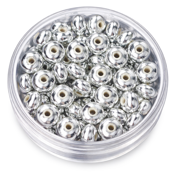 Wachsperle Linse silber 4x6mm 60 Stk./Dose