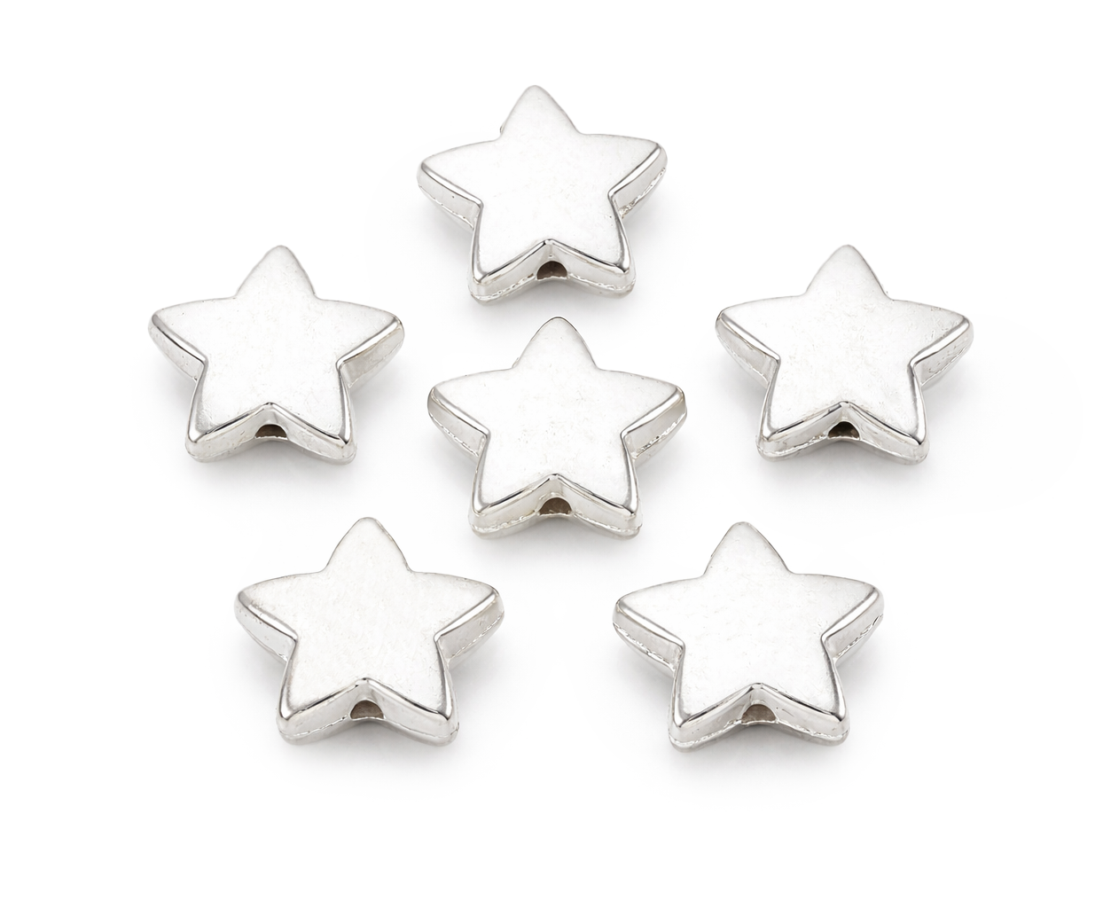 Stern Perlen silber 14x5mm, Streusterne Sternperle Plastik Stern, 35Stk./Dose