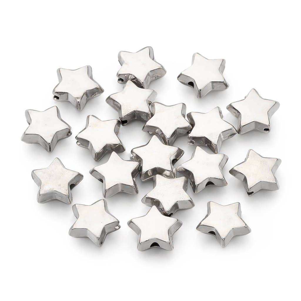 Kunststoffperlen Stern silber hochglänzend 10x4mm 40Stk./Dose