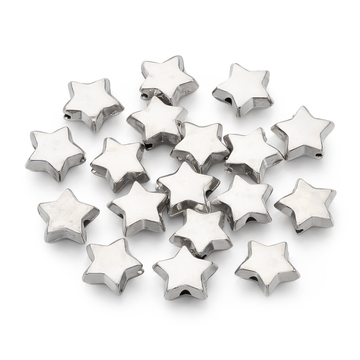 Kunststoffperlen Stern silber hochglänzend 10x4mm 40Stk./Dose