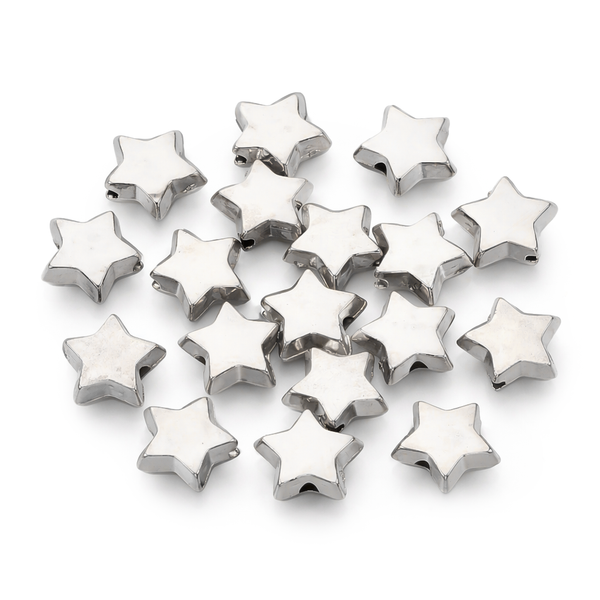 Kunststoffperlen Stern silber hochglänzend 10x4mm 40Stk./Dose