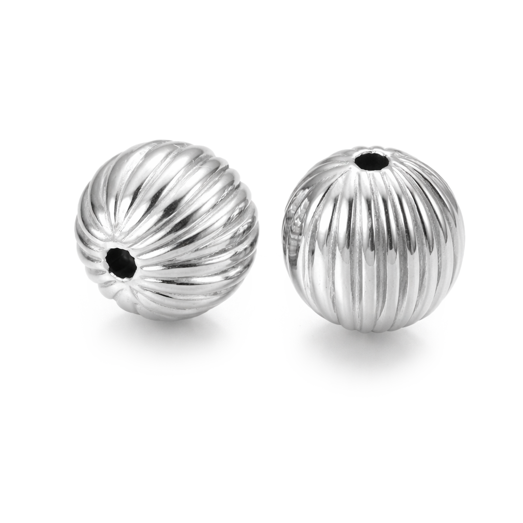 Acrylperle Kugel silber gerillt 8mm 30 Stk./Dose