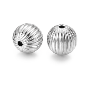 Acrylperle Kugel silber gerillt 8mm 30 Stk./Dose