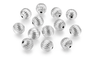 Acrylperle Kugel silber gerillt 8mm 30 Stk./Dose