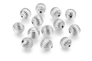 Acrylperle Kugel silber gerillt 8mm 30 Stk./Dose