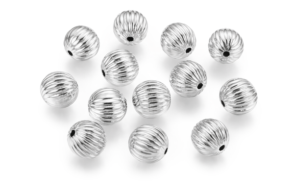 Acrylperle Kugel silber gerillt 8mm 30 Stk./Dose