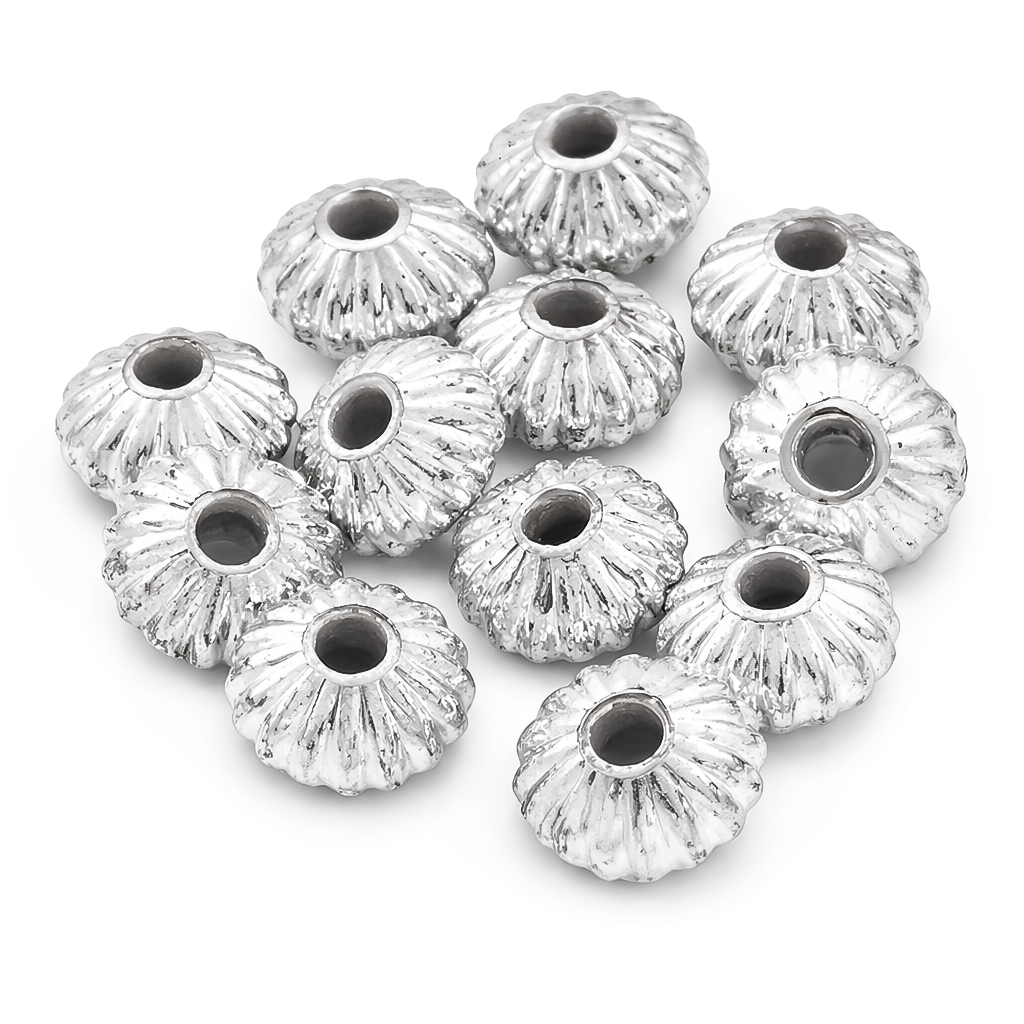 Acryl-Rondellperlen silber gerippt 5x3mm 120 Stk./Dose