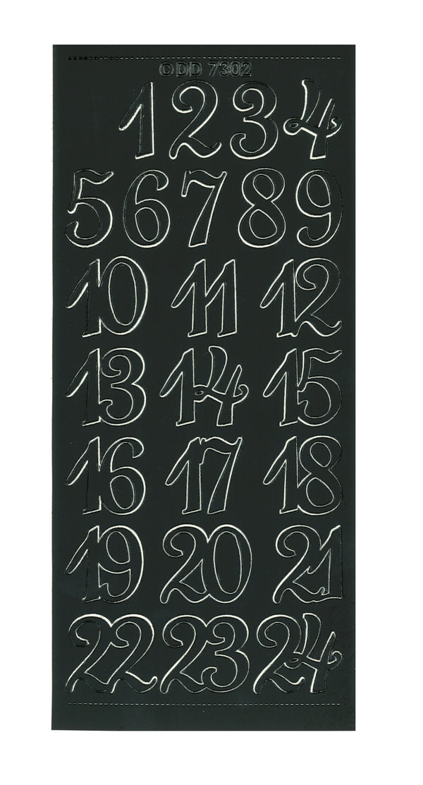 Konturensticker Advent Numbers Adventkalenderzahlen 1 Bogen 10x23cm