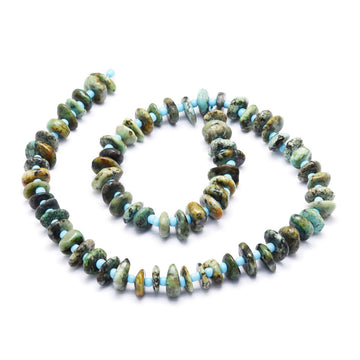 Afrikanischer Türkis Edelsteinperlen Nuggets 8~11x9~14x1,5~5mm 1 Strang 39,5cm 74 Stück