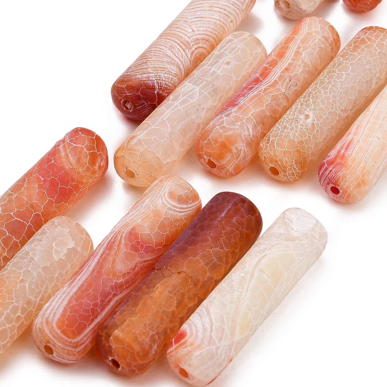 Achat Perle Säule koralle 53x14mm Bohrung 2-2,5mm 1 Stück