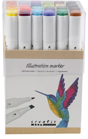 Zeichenmarker auf Alkoholbasis Strichstärke 1mm-8mm 24 Stück/ Packung