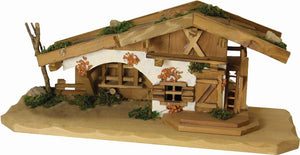 Weihnachtskrippenstall alpenländisch 30,5x13x13cm