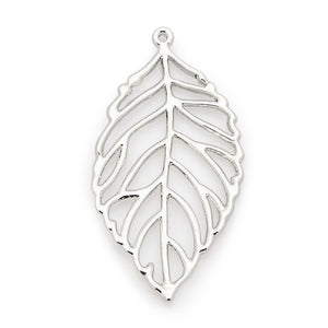 Blatt Metallanhänger filigran silber 51x26x2 mm per Stück