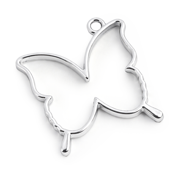 Anhänger Rahmen Schmetterling silber nickelfrei 35x32x3,5mm 3 Stück/Pkg.