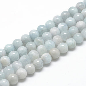 Aquamarin Edelsteinperlen natürlich 6mm rund 1 Strang 40cm 65 Stück