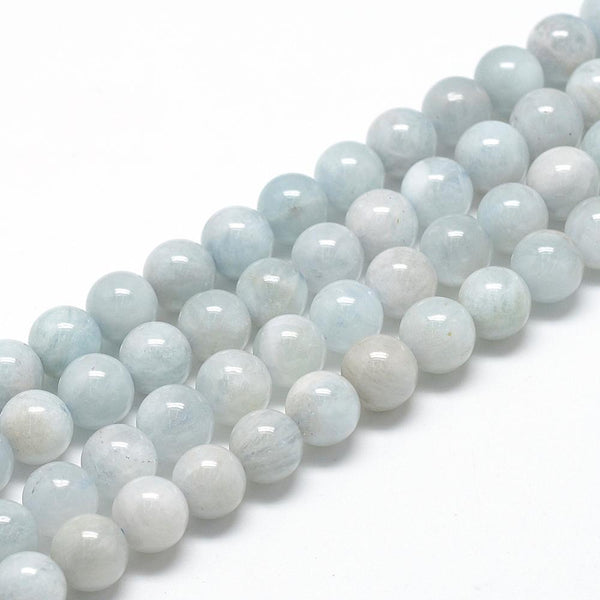Aquamarin Edelsteinperlen natürlich 6mm rund 1 Strang 40cm 65 Stück