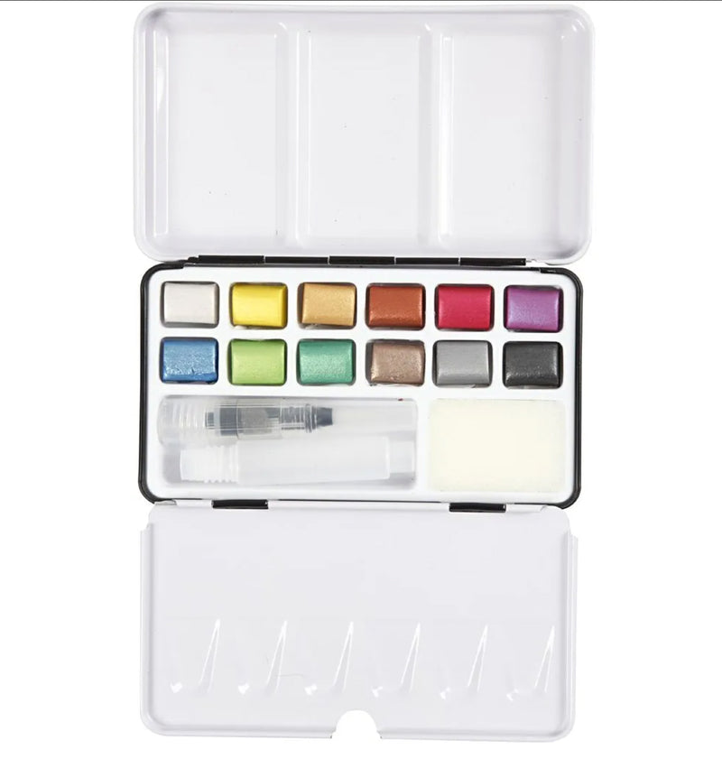 Art Aqua Aquarell- Farbkasten 12 Farben metallic