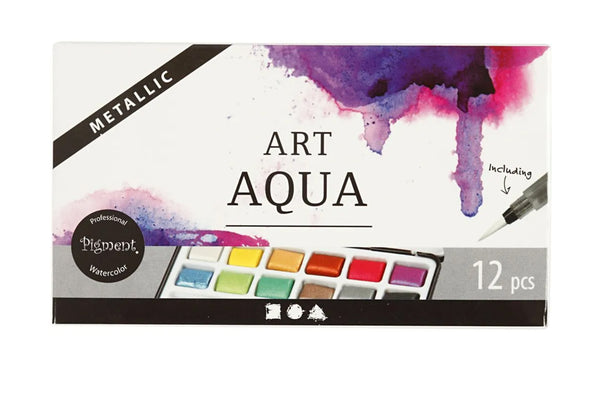 Art Aqua Aquarell- Farbkasten 12 Farben metallic