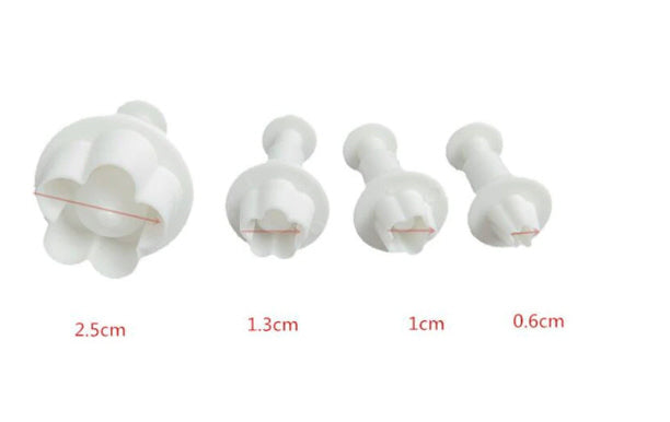 Ausstecher Set Blüten mit Auswerfer aus Kunststoff 4 Stück