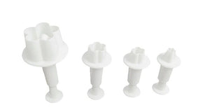 Ausstecher Set Blüten mit Auswerfer aus Kunststoff 4 Stück