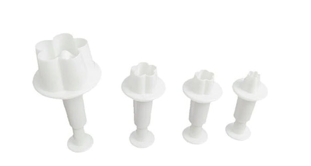 Ausstecher Set Blüten mit Auswerfer aus Kunststoff 4 Stück