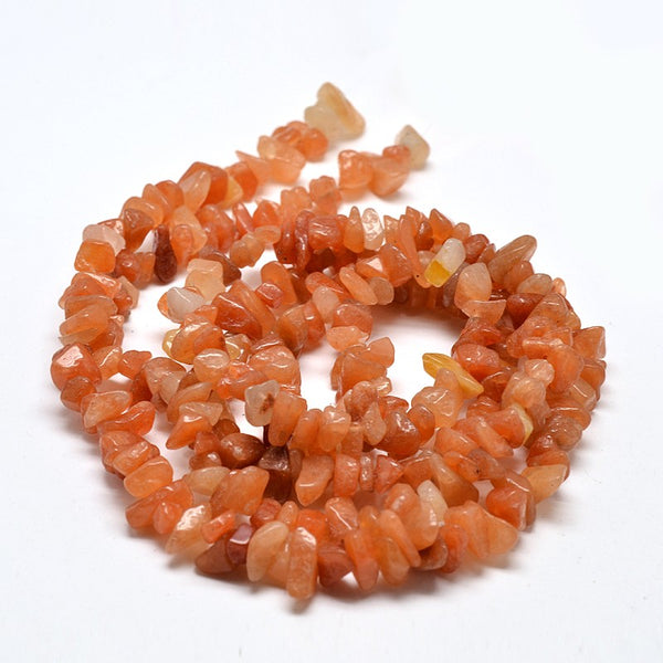 Aventurin Edelsteinsplitter-Kette rot 7-10mm Lochbohrung 1mm 80cm