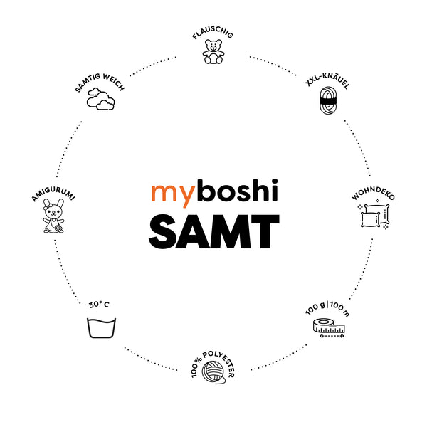 MyBoshi Samt Chenillengarn 100% Polyester 100m 100g