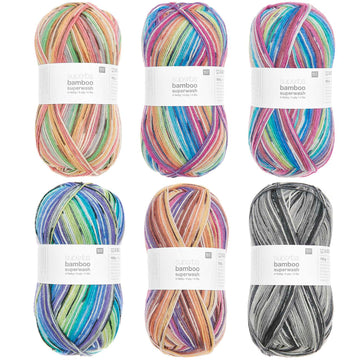 Superba Bamboo superwash 4-fädig Sockenwolle 50% Schurwolle 25% Polyamid 25% Viskos 100g / 420m