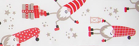 Band mit Wichtelaufdruck und Drahtkante rot weiß 40mm 1m