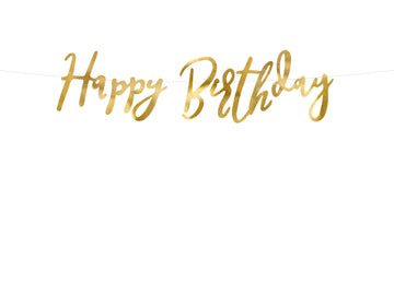 Happy Birthday Banner 16,5x62cm gold