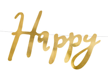 Happy Birthday Banner 16,5x62cm gold